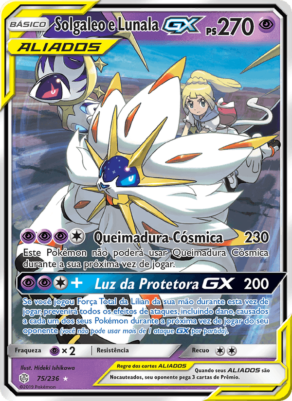 Solgaleo e Lunala GX, carta 75 de Eclipse Cósmico