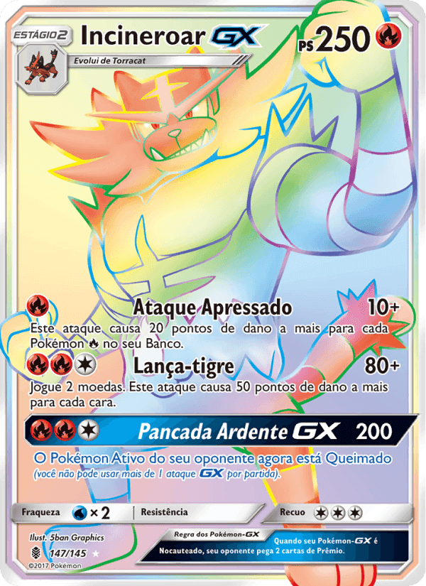 Incineroar GX, carta 147 de Guardiões Ascendentes