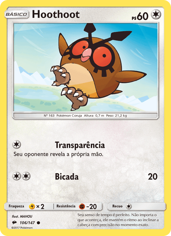 Hoothoot, card 106 from Sombras Ardentes