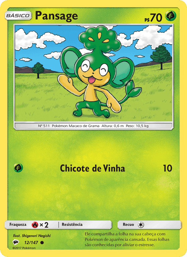 Pansage, carta 12 de Sombras Ardentes