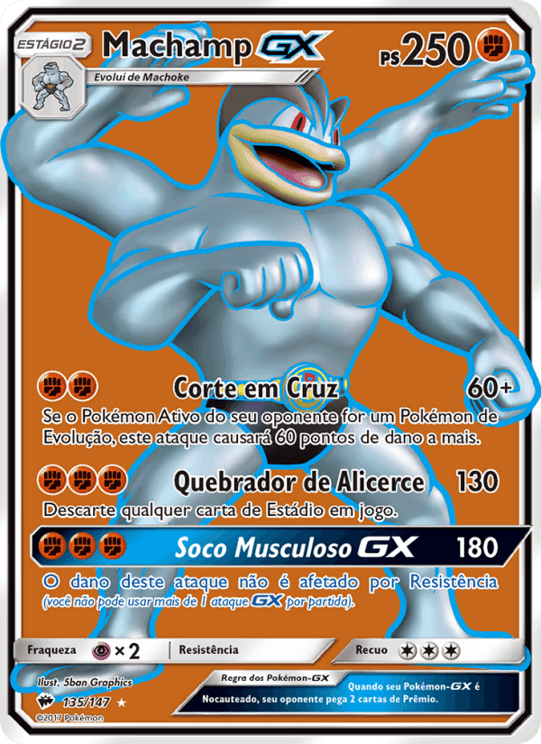 Machamp GX, card 135 from Sombras Ardentes
