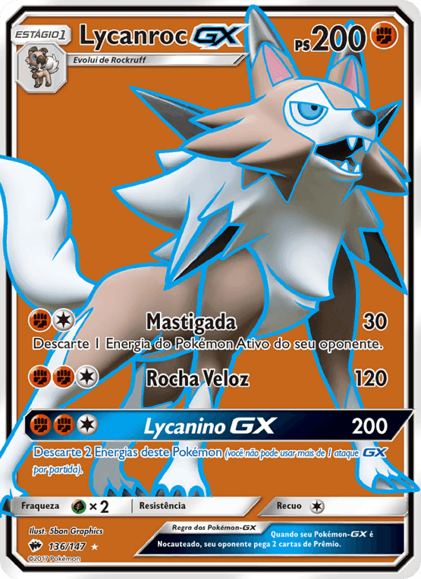Lycanroc GX, card 136 from Sombras Ardentes