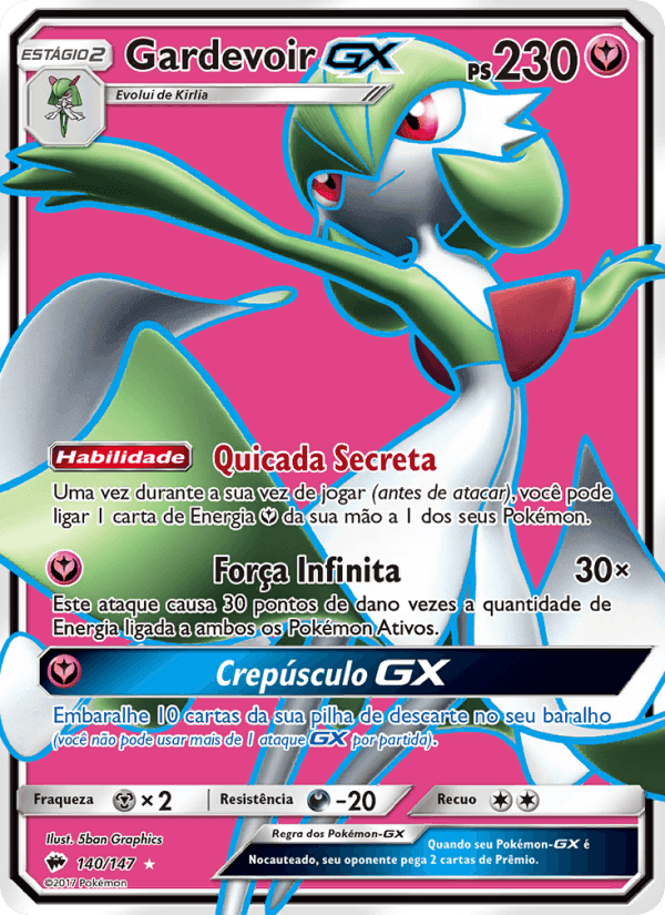 Gardevoir GX, card 140 from Sombras Ardentes