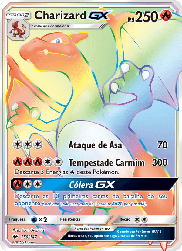 Charizard GX, card 150 from Sombras Ardentes