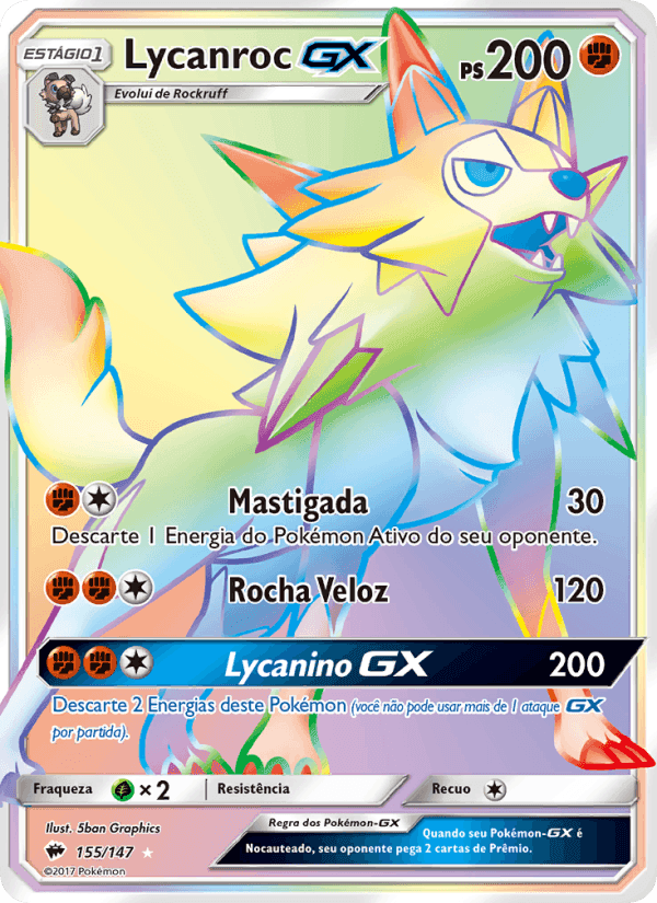 Lycanroc GX, card 155 from Sombras Ardentes