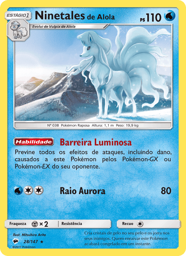 Ninetales de Alola, carta 28 de Sombras Ardentes