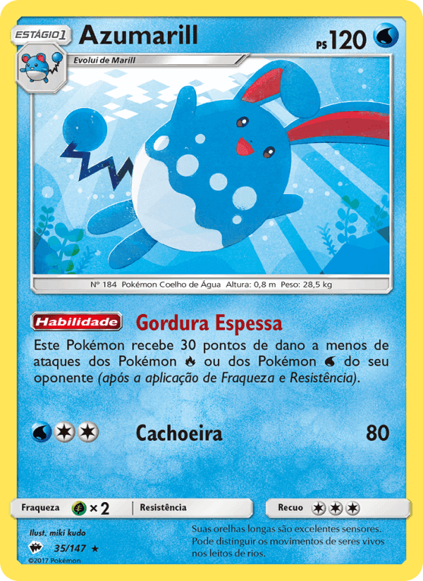 Azumarill, carta 35 de Sombras Ardentes