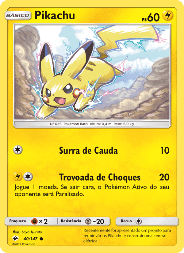 Pikachu, carta 40 de Sombras Ardentes