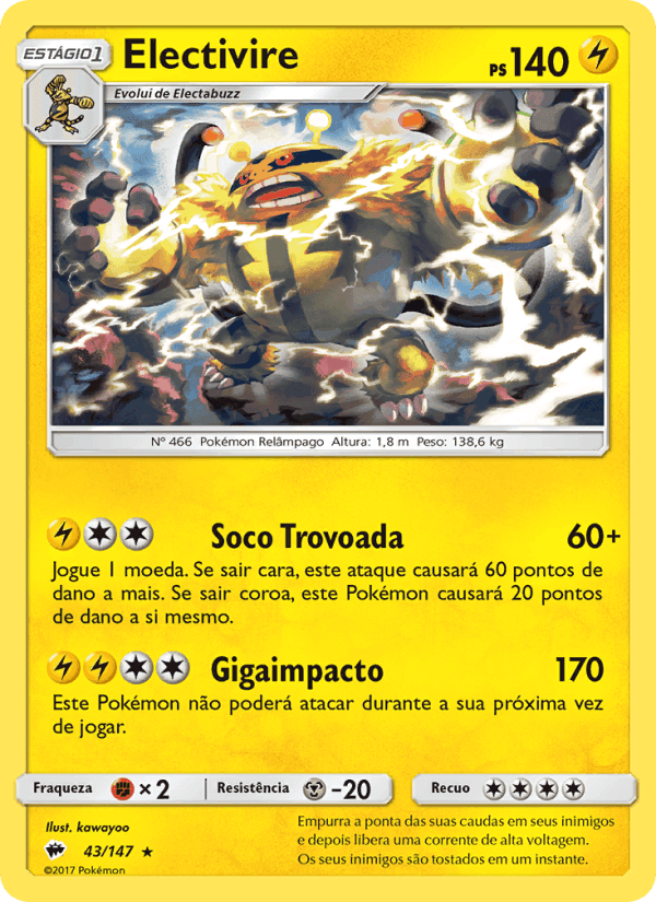 Electivire, carta 43 de Sombras Ardentes