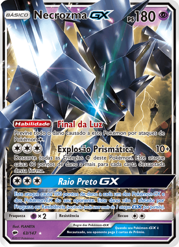 Necrozma GX, card 63 from Sombras Ardentes