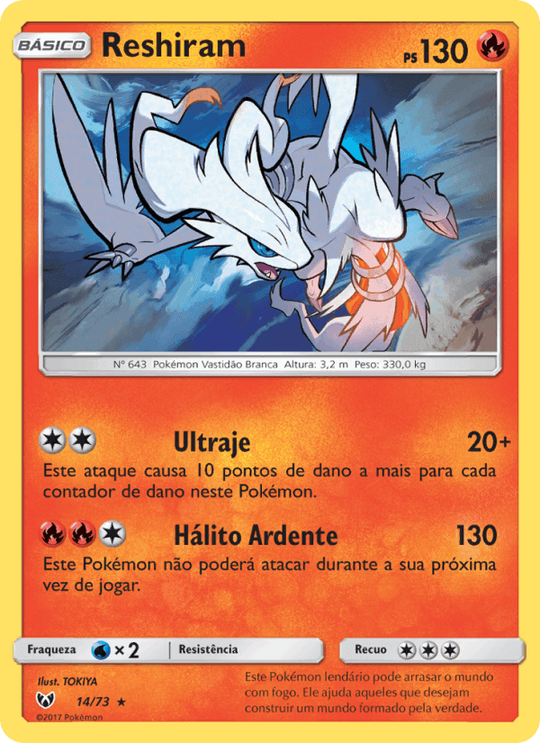 Reshiram, card 14 from Lendas Luminescentes