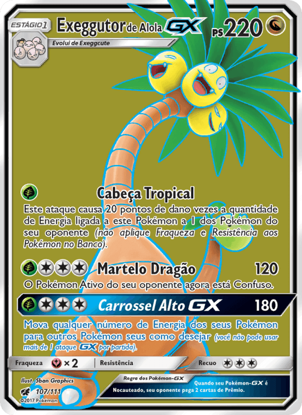 Exeggutor de Alola GX, carta 107 de Invasão Carmim