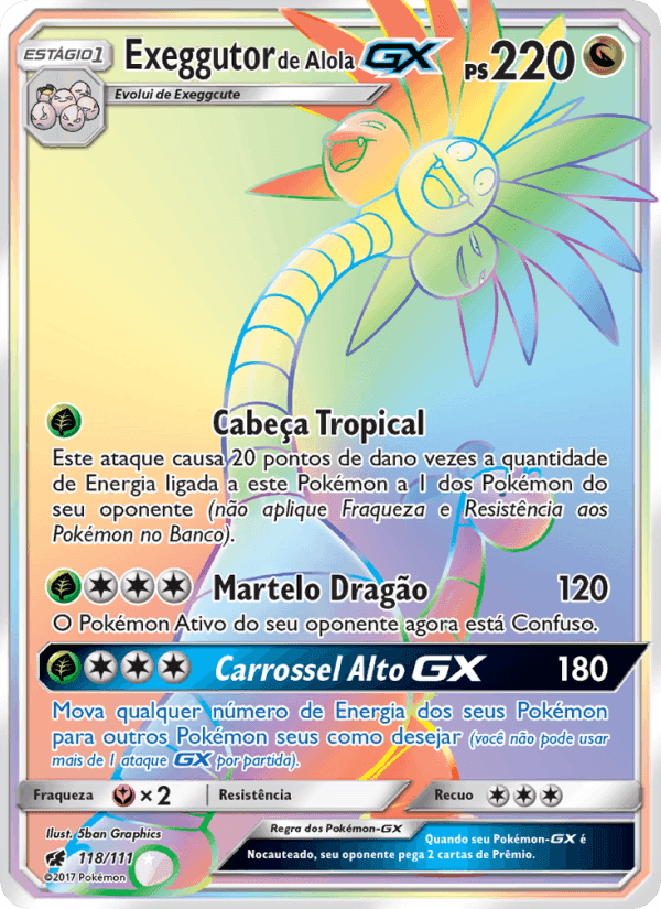 Exeggutor de Alola GX, card 118 from Invasão Carmim