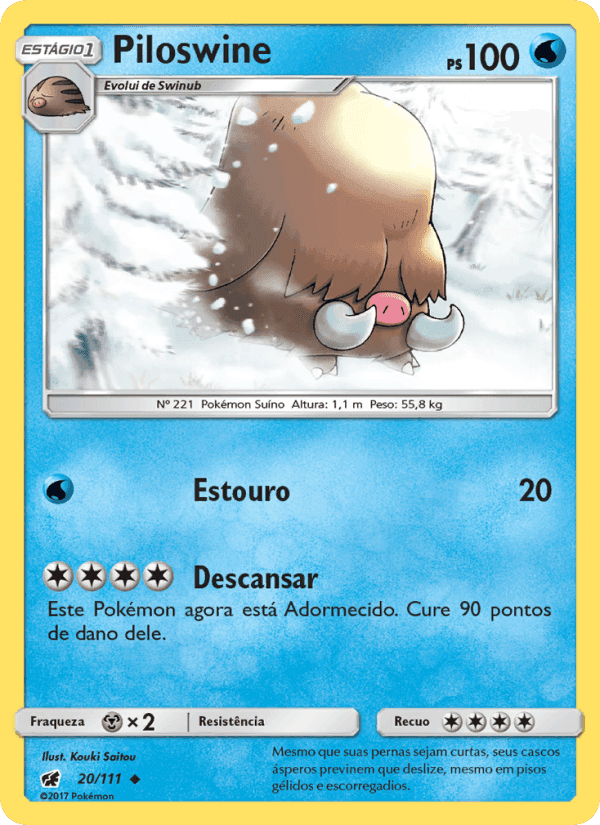 Piloswine, card 20 from Invasão Carmim