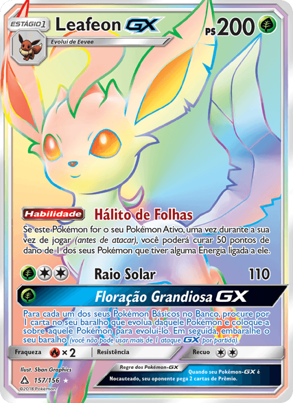 Leafeon GX, card 157 from Ultra Prisma