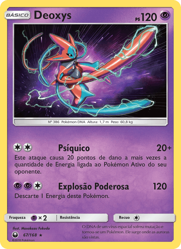 Deoxys, card 67 from Tempestade Celestial