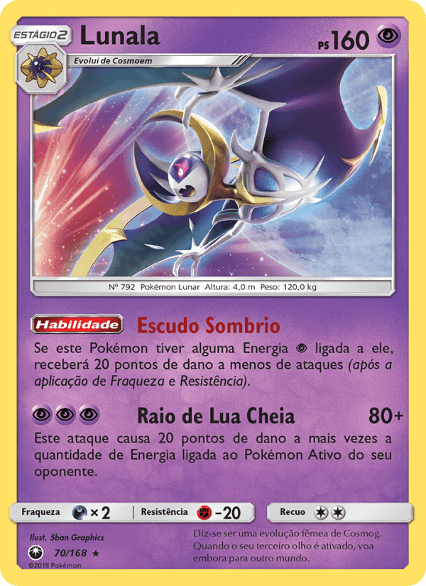 Lunala, card 70 from Tempestade Celestial