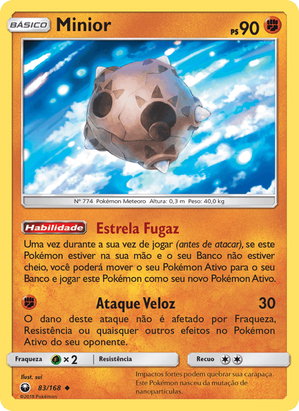 Minior, card 83 from Tempestade Celestial