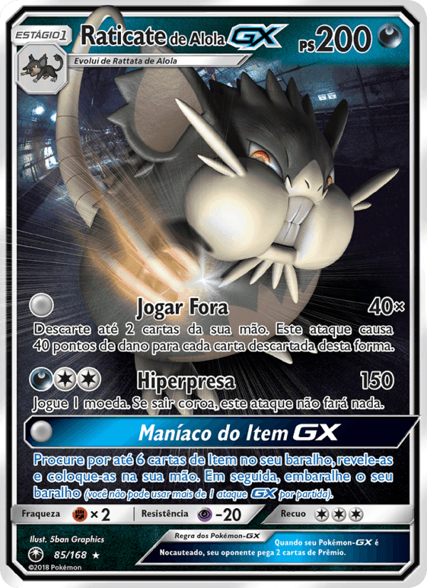 Raticate de Alola GX, carta 85 de Tempestade Celestial