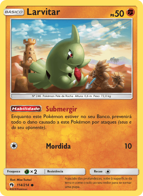 Larvitar, card 114 from Trovões Perdidos