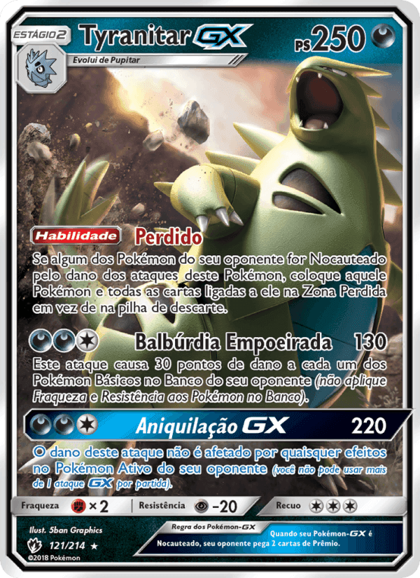Tyranitar GX, carta 121 di Trovões Perdidos