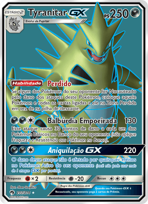 Tyranitar GX, carta 203 de Trovões Perdidos