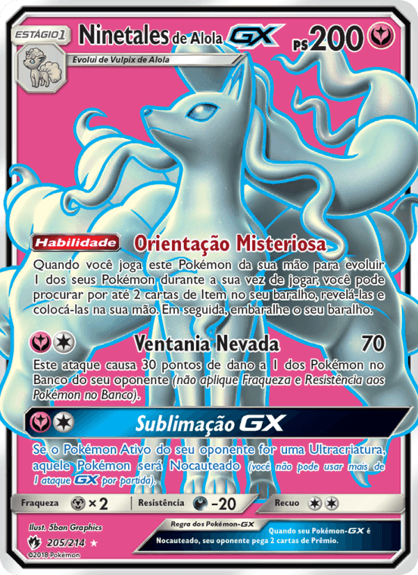 Ninetales de Alola GX, carta 205 de Trovões Perdidos