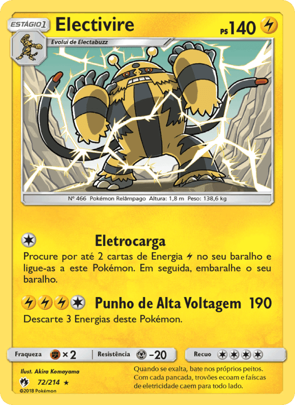Electivire, carta 72 de Trovões Perdidos