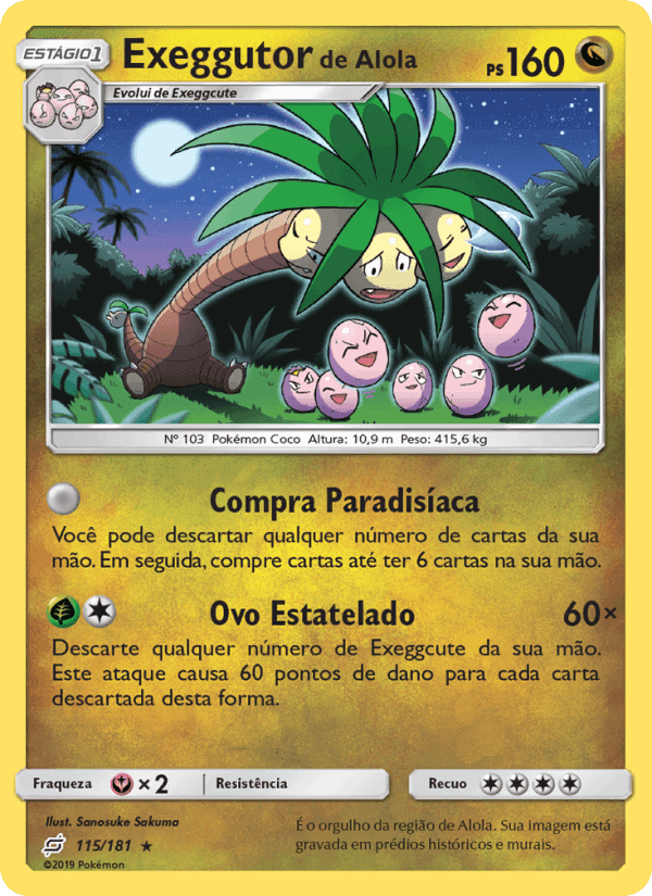 Exeggutor de Alola, card 115 from União de Aliados