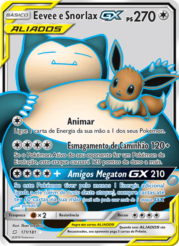 Eevee e Snorlax GX, carta 171 di União de Aliados
