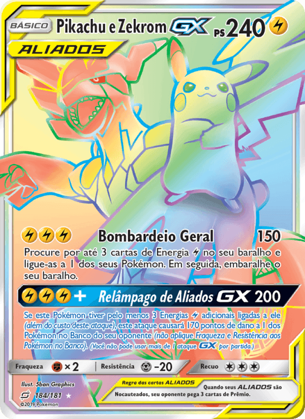 Pikachu e Zekrom GX, carta 184 di União de Aliados