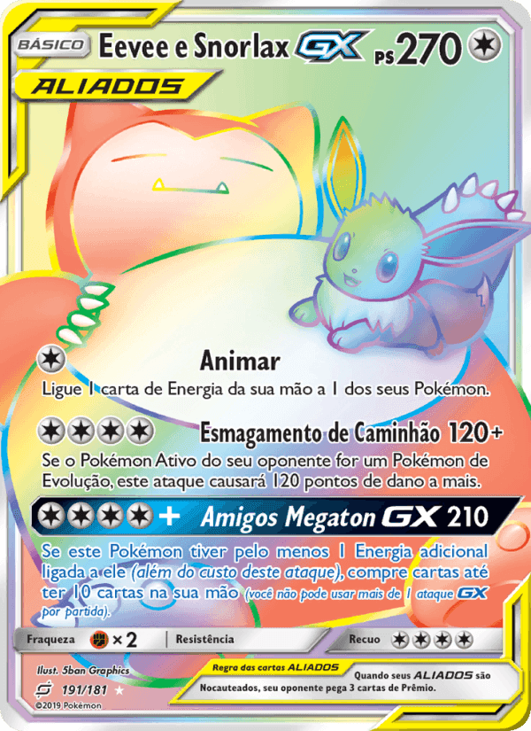 Eevee e Snorlax GX, carte 191 de União de Aliados