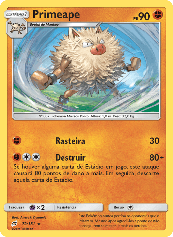Primeape, card 72 from União de Aliados