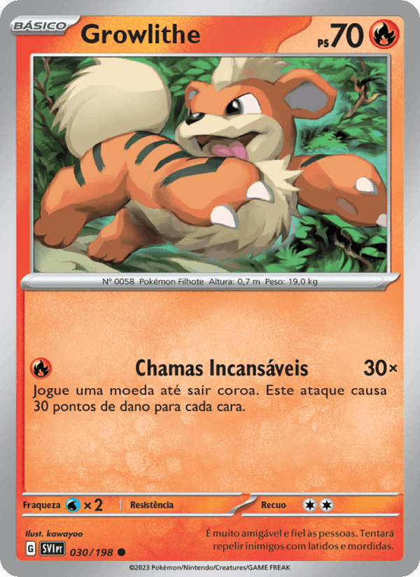 Growlithe, carta 030 de Escarlate e Violeta