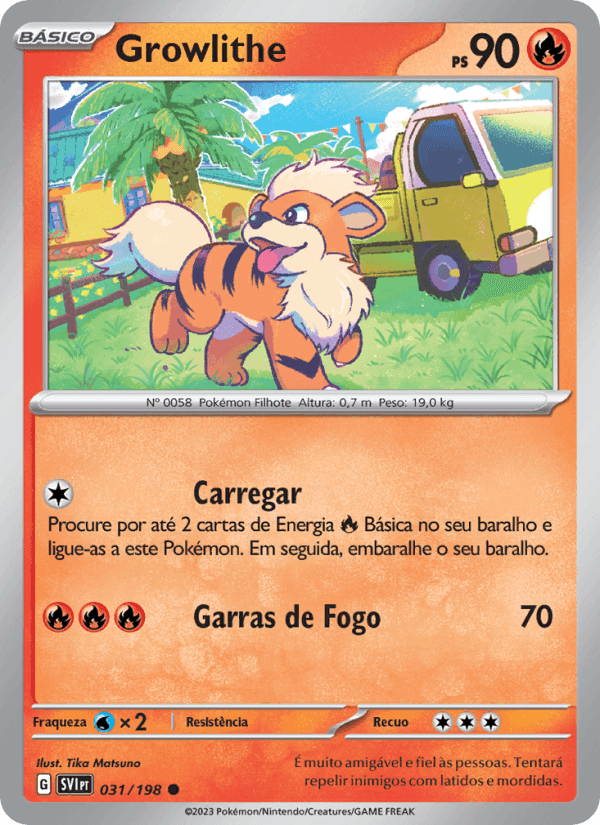 Growlithe, carte 031 de Escarlate e Violeta