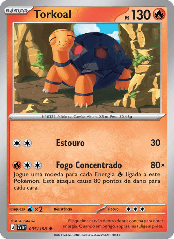 Torkoal, carta 035 di Escarlate e Violeta