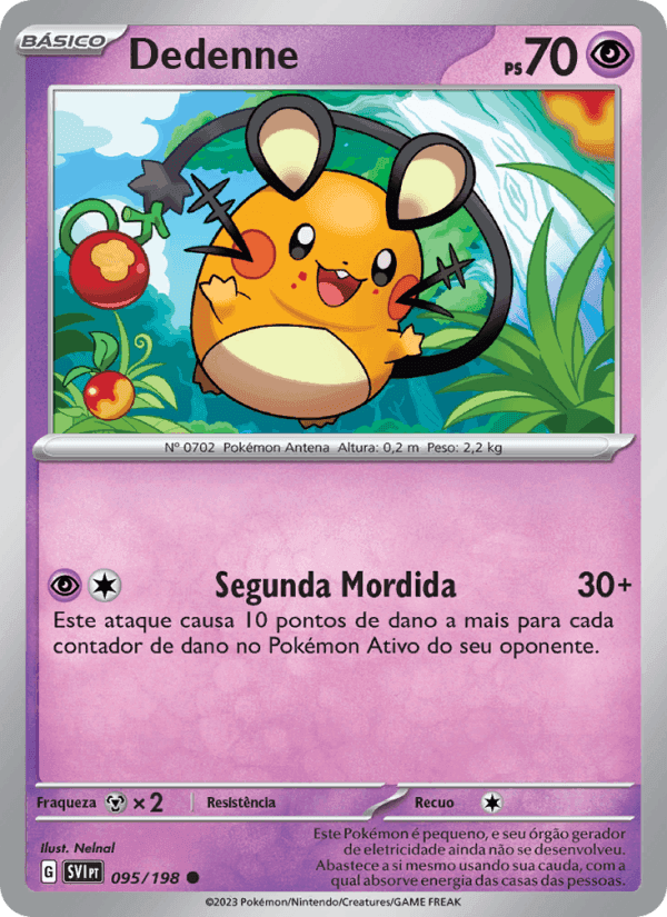 Dedenne, carta 095 de Escarlate e Violeta