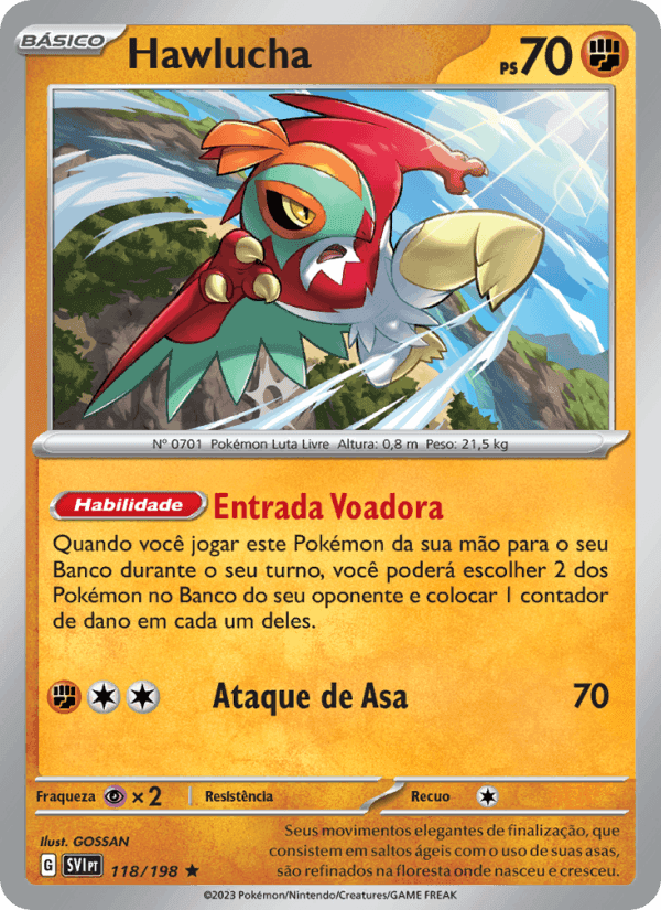 Hawlucha, carta 118 de Escarlate e Violeta