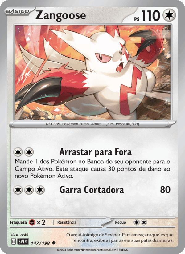 Zangoose, carta 147 de Escarlate e Violeta