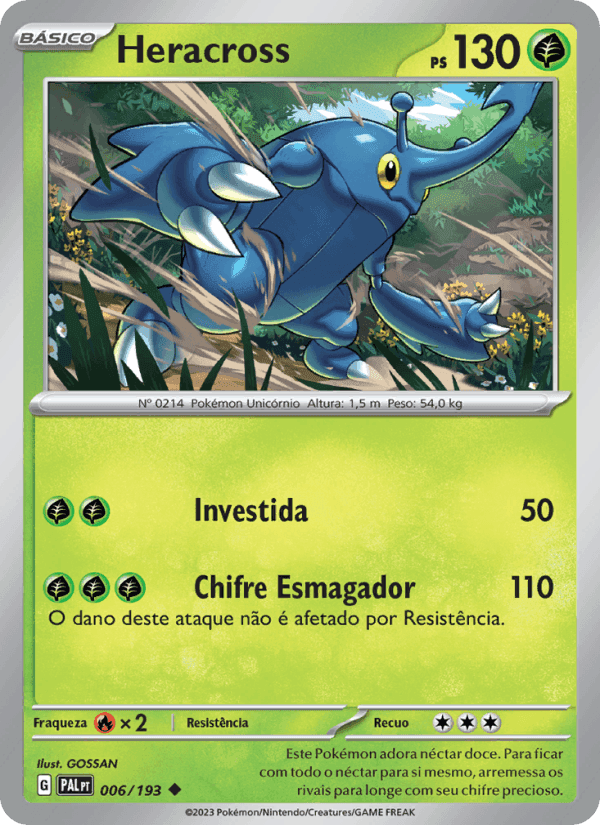 Heracross, card 006 from Evoluções em Paldea