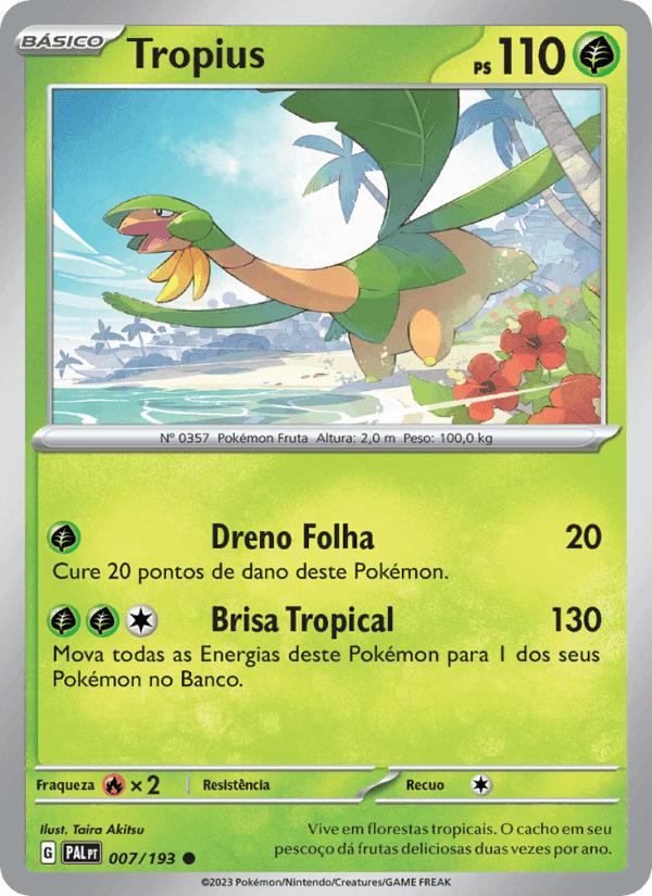 Tropius, carta 007 de Evoluções em Paldea