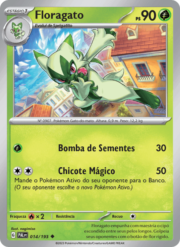 Floragato, carta 014 de Evoluções em Paldea