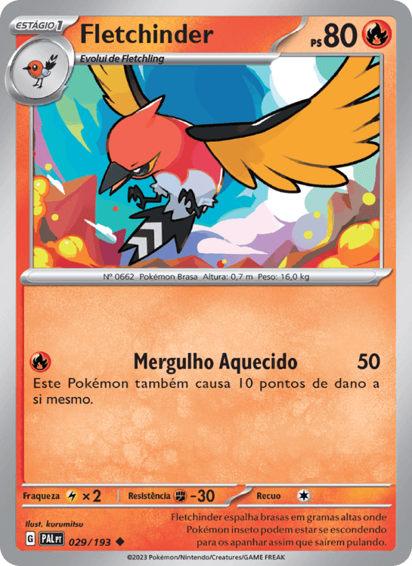 Fletchinder, carta 029 de Evoluções em Paldea