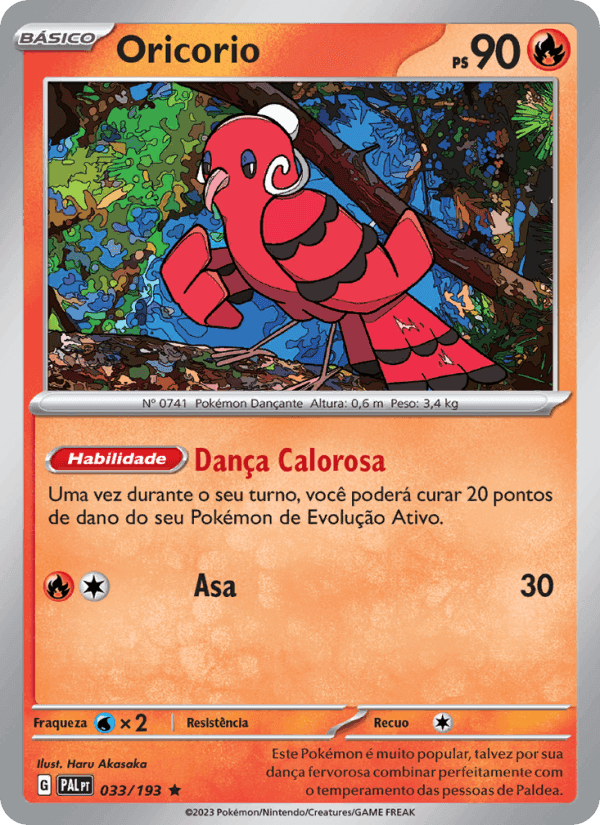 Oricorio, carta 033 de Evoluções em Paldea