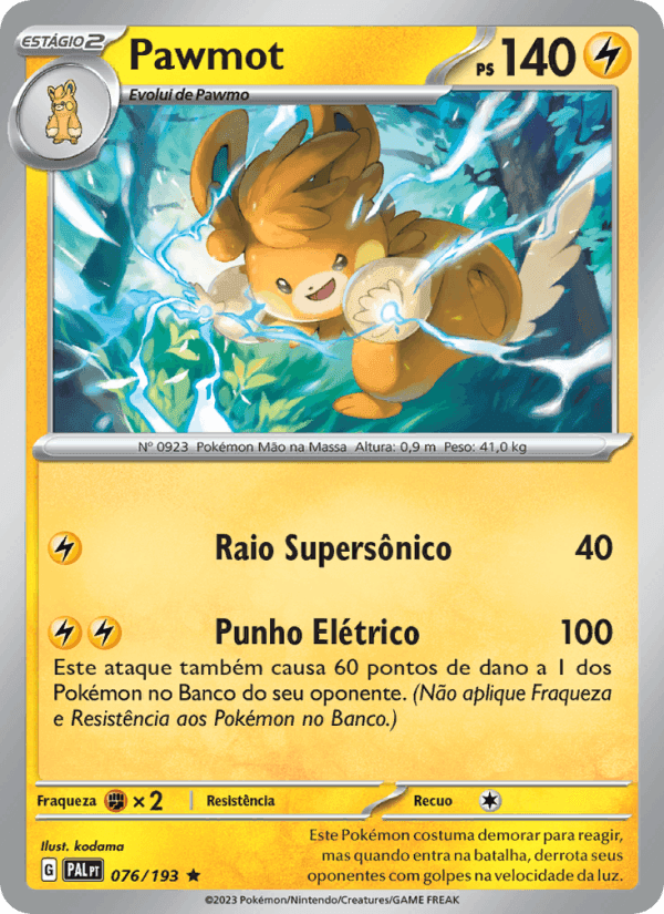Pawmot, carta 076 di Evoluções em Paldea