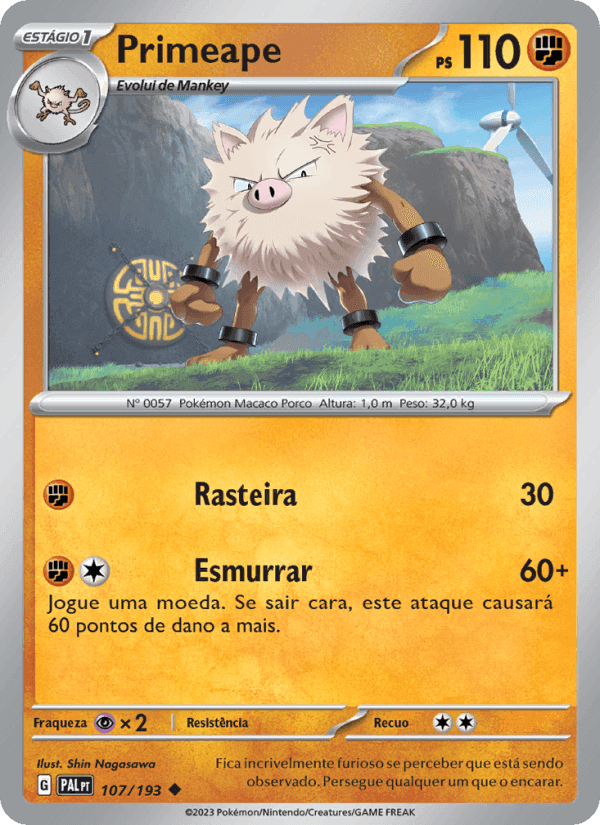 Primeape, carta 107 de Evoluções em Paldea