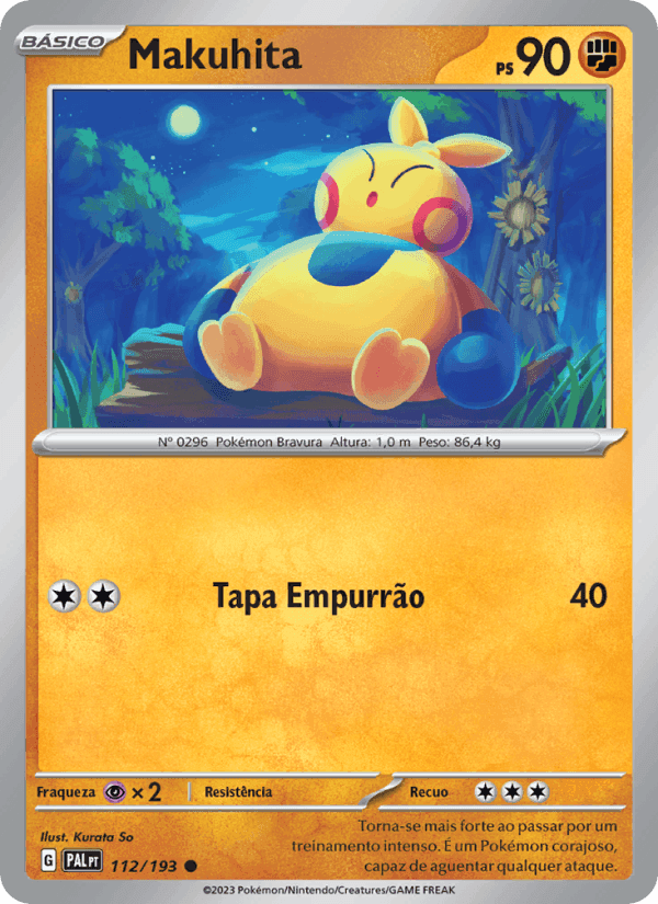 Makuhita, carta 112 de Evoluções em Paldea
