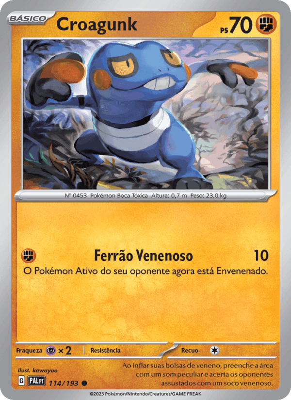 Croagunk, carta 114 de Evoluções em Paldea