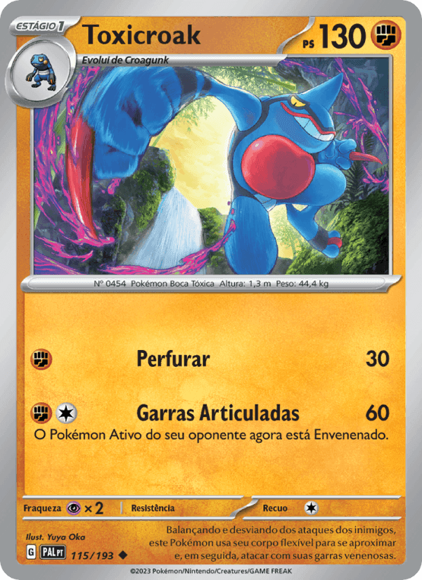 Toxicroak, carta 115 de Evoluções em Paldea