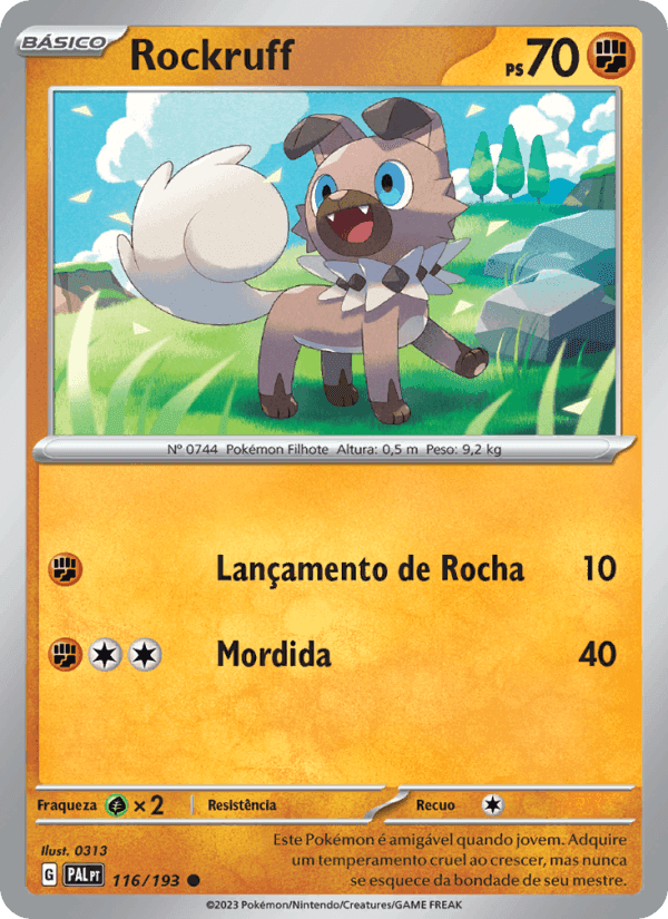 Rockruff, card 116 from Evoluções em Paldea